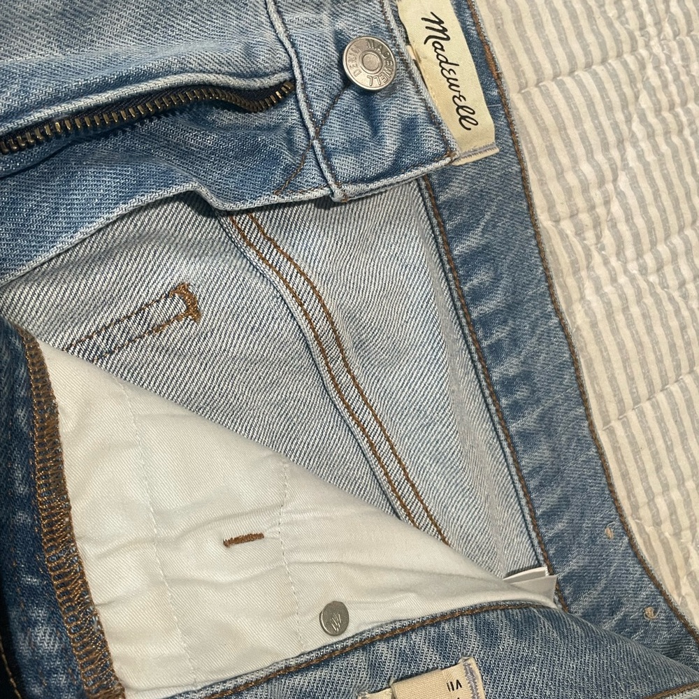 Madewell Blue Jeans with Vintage Distressing and Stretch